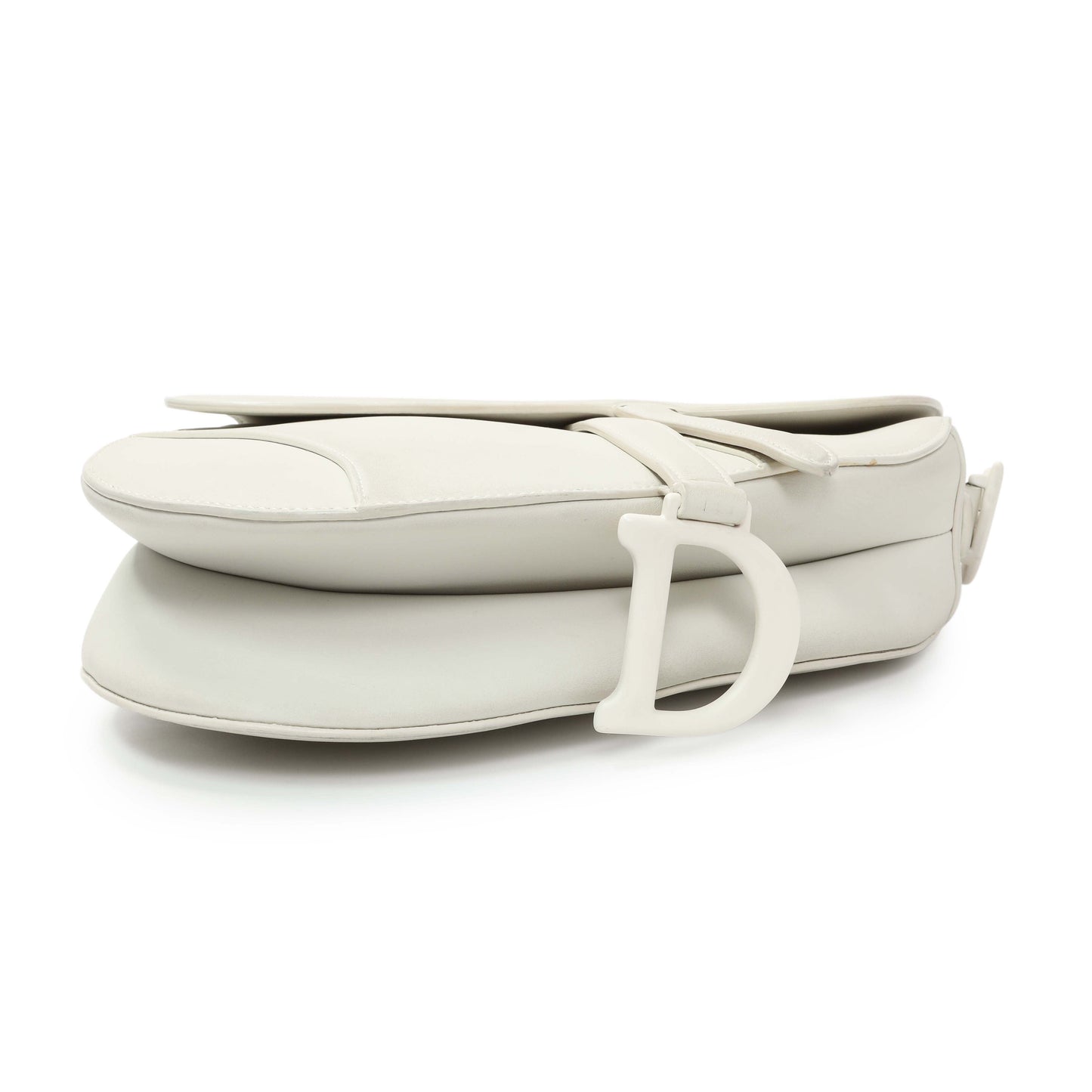 Exclusive Christian Dior White Ultra Matte Calfskin Saddle Bag — Back View