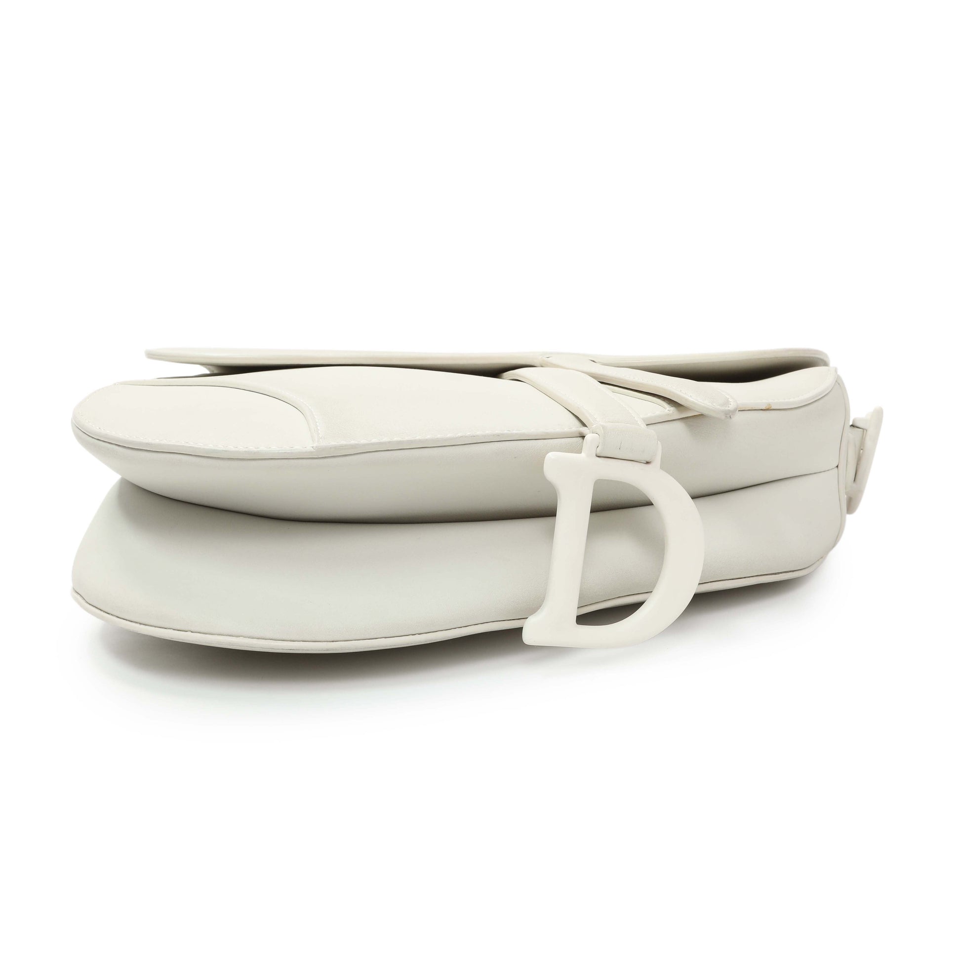 Exclusive Christian Dior White Ultra Matte Calfskin Saddle Bag — Back View