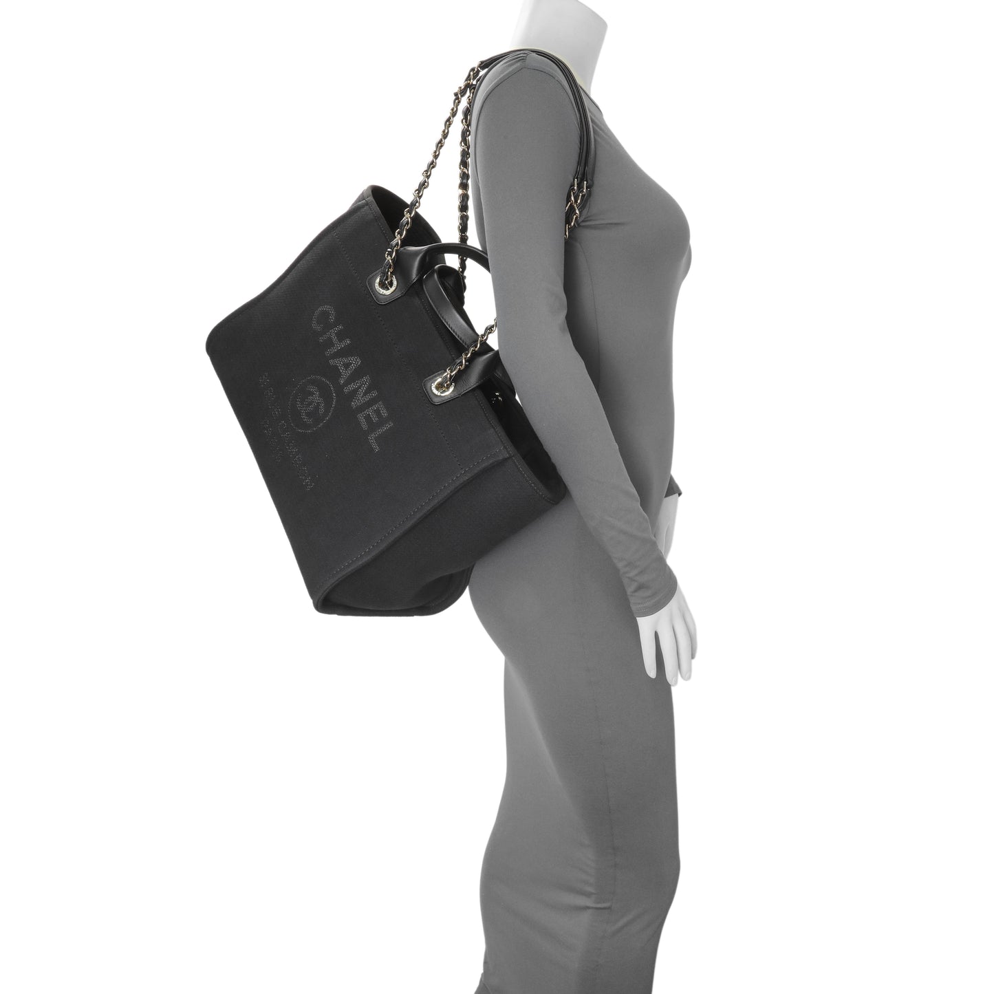 Exclusive Chanel Black Mixed Fibers Medium Deauville Tote — Alternate View 11