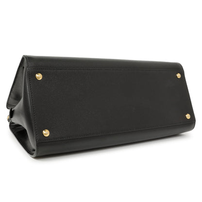 Exclusive Salvatore Ferragamo Black Hammered Calfskin Today Satchel — Back View