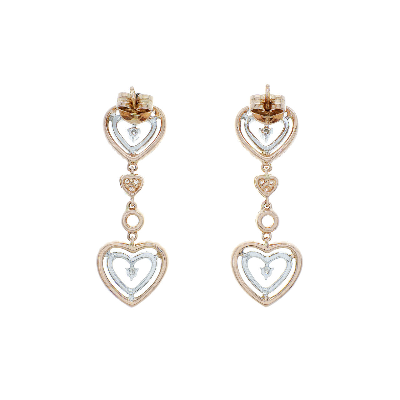 Exclusive 18K Rose Gold 1.15 Carat Diamond Heart Drop Earrings — Side View