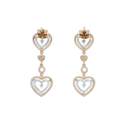 Exclusive 18K Rose Gold 1.15 Carat Diamond Heart Drop Earrings — Side View