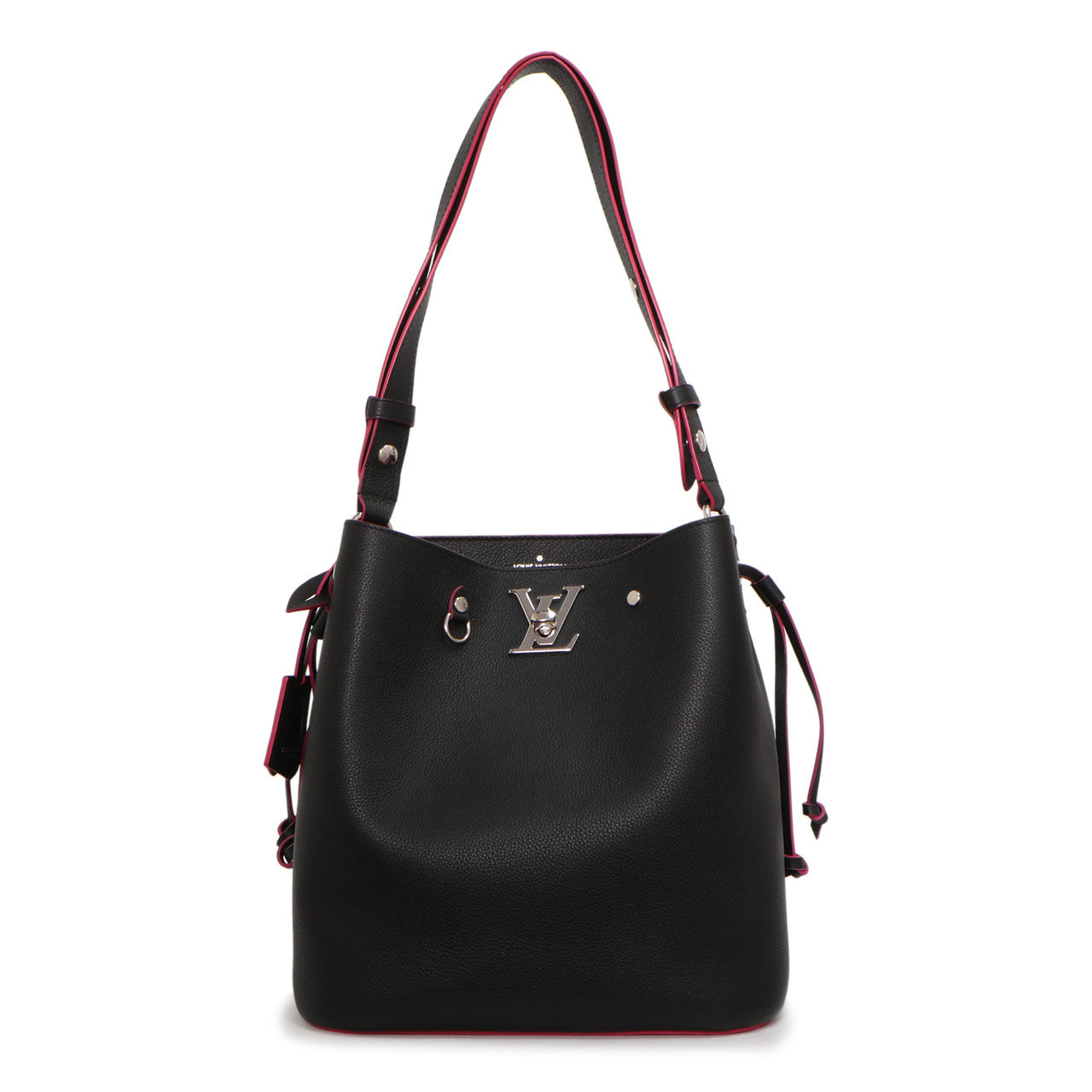 Exclusive Louis Vuitton Noir Lockme Bucket — Front View