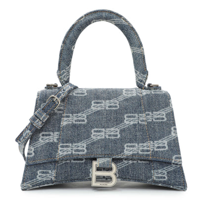 Exclusive Balenciaga Denim Monogram Hourglass S — Front View