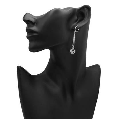 Exclusive 18K White Gold 1.40 Carat Diamond Heart Drop Earrings — Back View