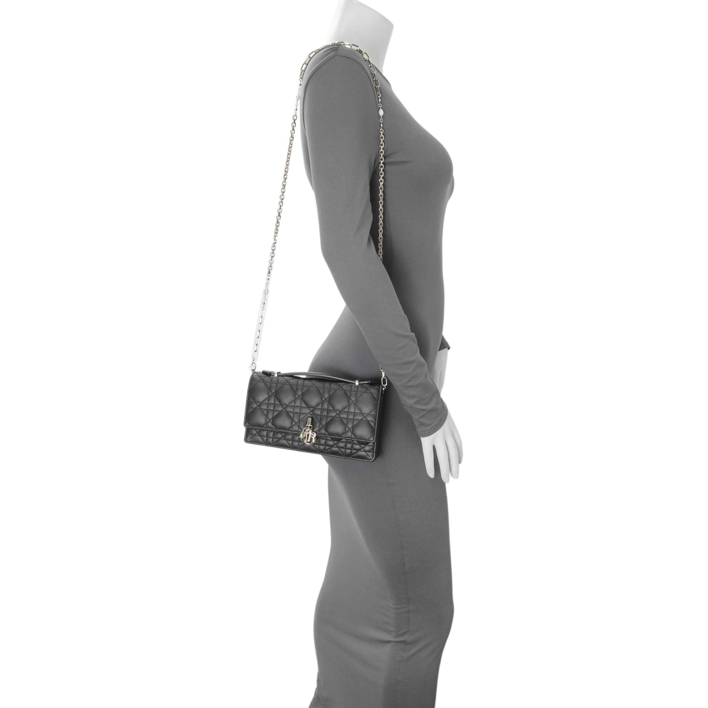 Exclusive Christian Dior Black Lambskin Cannage Mini My Dior Bag — Alternate View 7