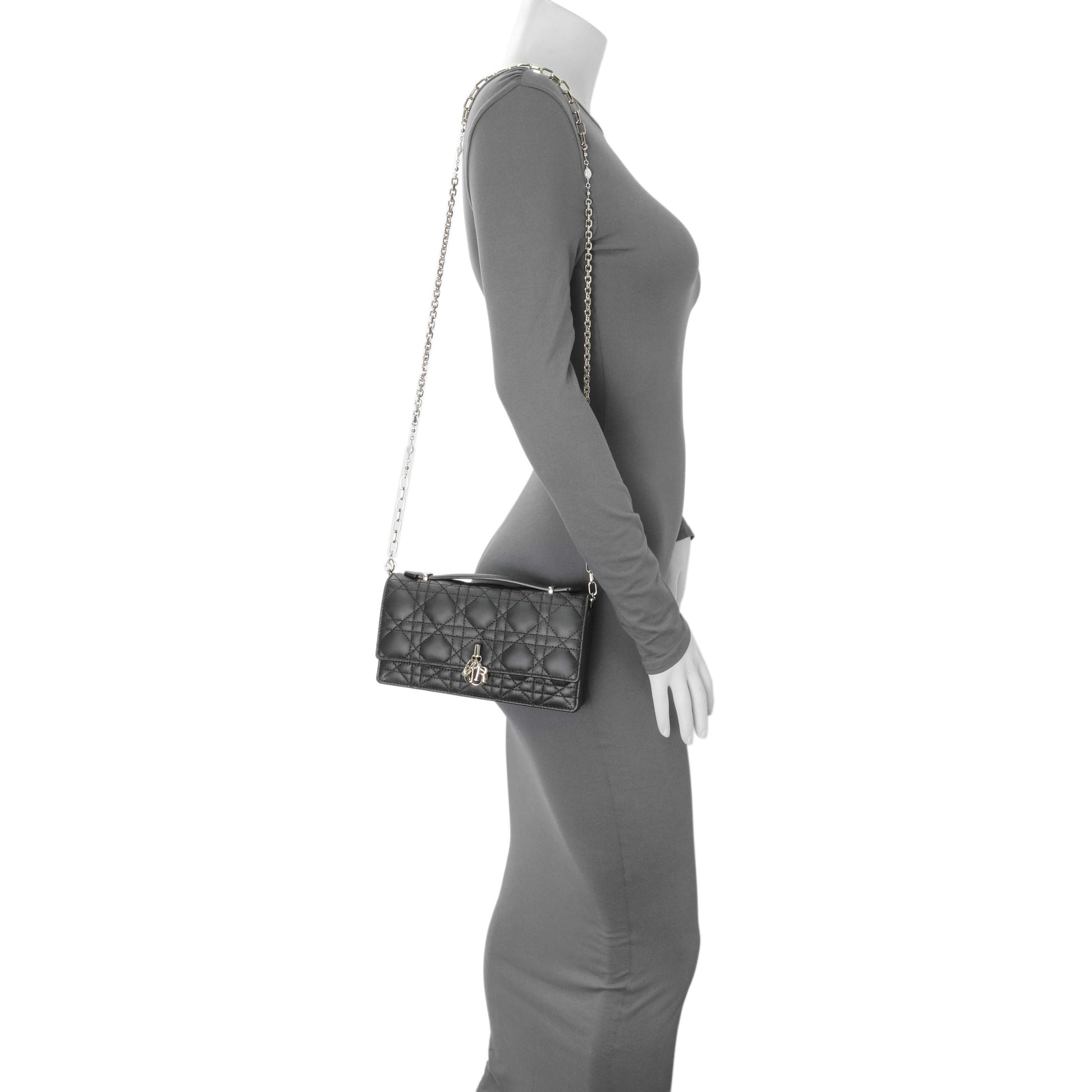 Exclusive Christian Dior Black Lambskin Cannage Mini My Dior Bag — Alternate View 7