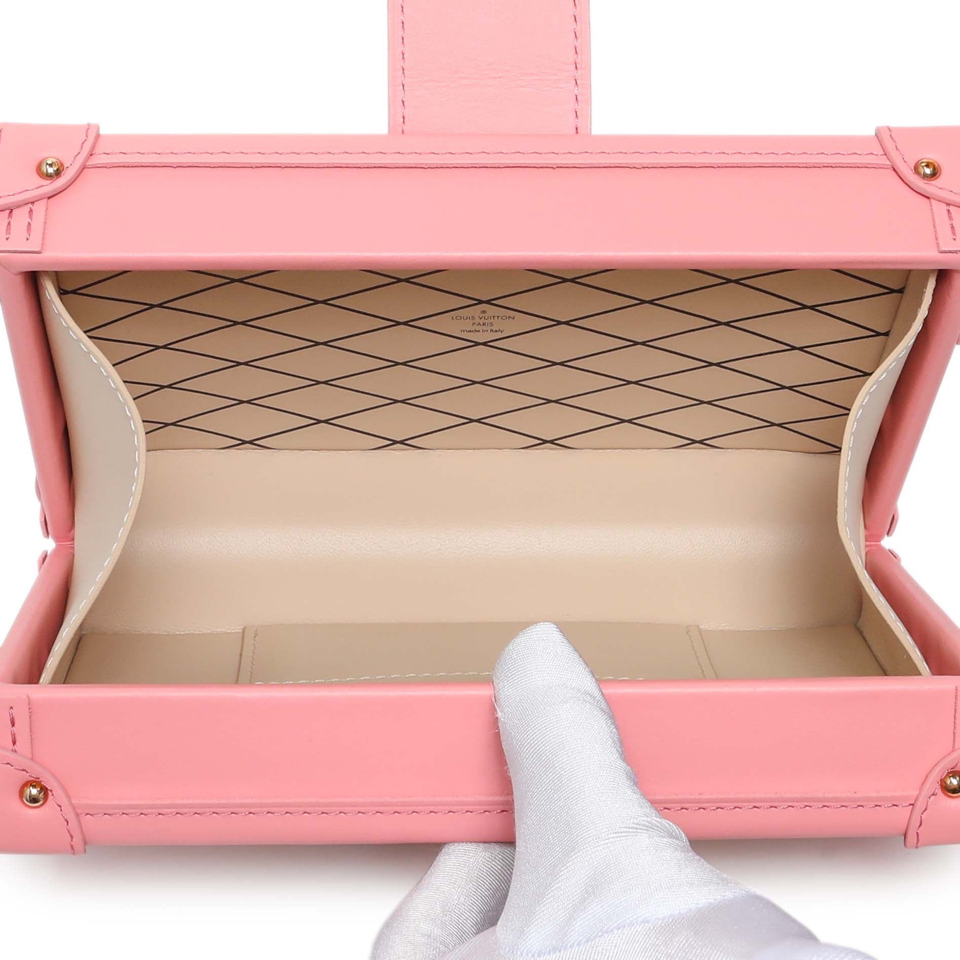 Exclusive Louis Vuitton Pink Jacquard Since 1854 Petite Malle — Top View