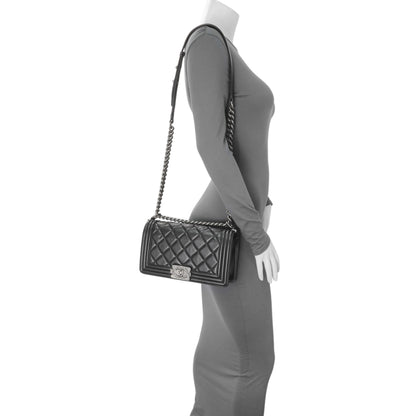 Exclusive Chanel Black Quilted Lambskin Medium Boy Flap — Alternate View 12