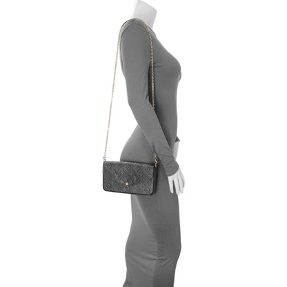 Exclusive Louis Vuitton Black Empreinte Pochette Felicie Chain Wallet — Lifestyle View