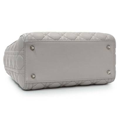 Exclusive Christian Dior Grey Lambskin Cannage Medium Lady Dior — Back View
