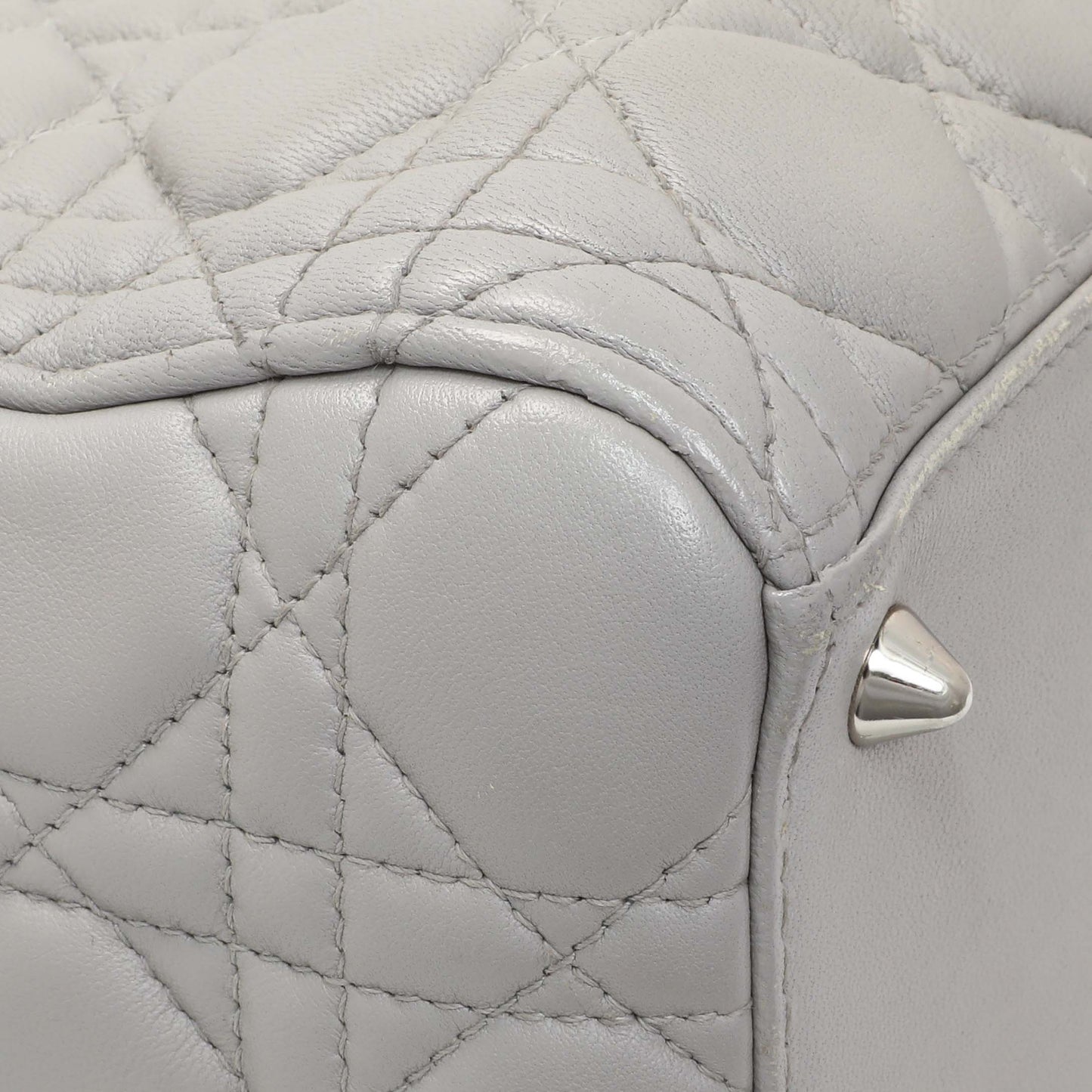 Exclusive Christian Dior Grey Lambskin Cannage Medium Lady Dior — Top View