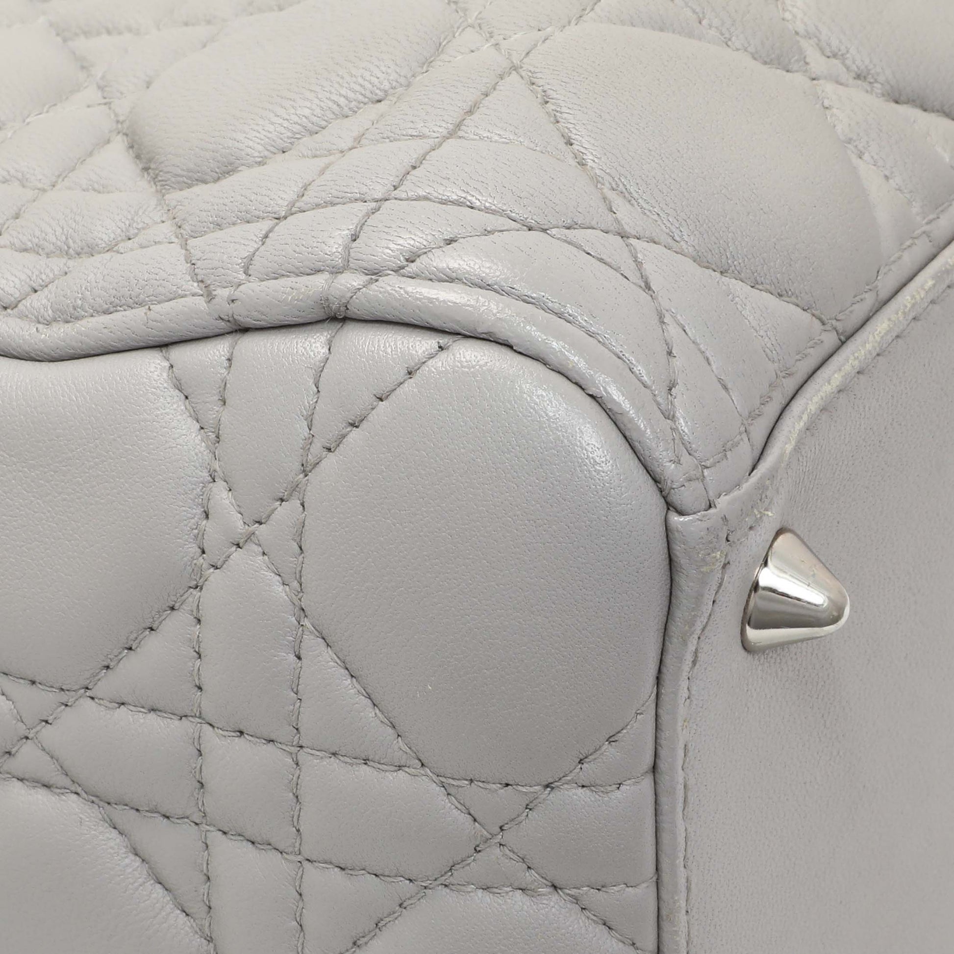 Exclusive Christian Dior Grey Lambskin Cannage Medium Lady Dior — Top View