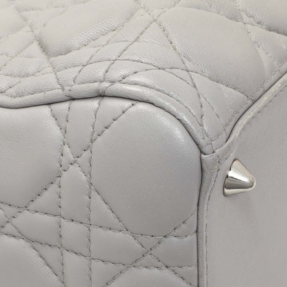 Exclusive Christian Dior Grey Lambskin Cannage Medium Lady Dior — Top View