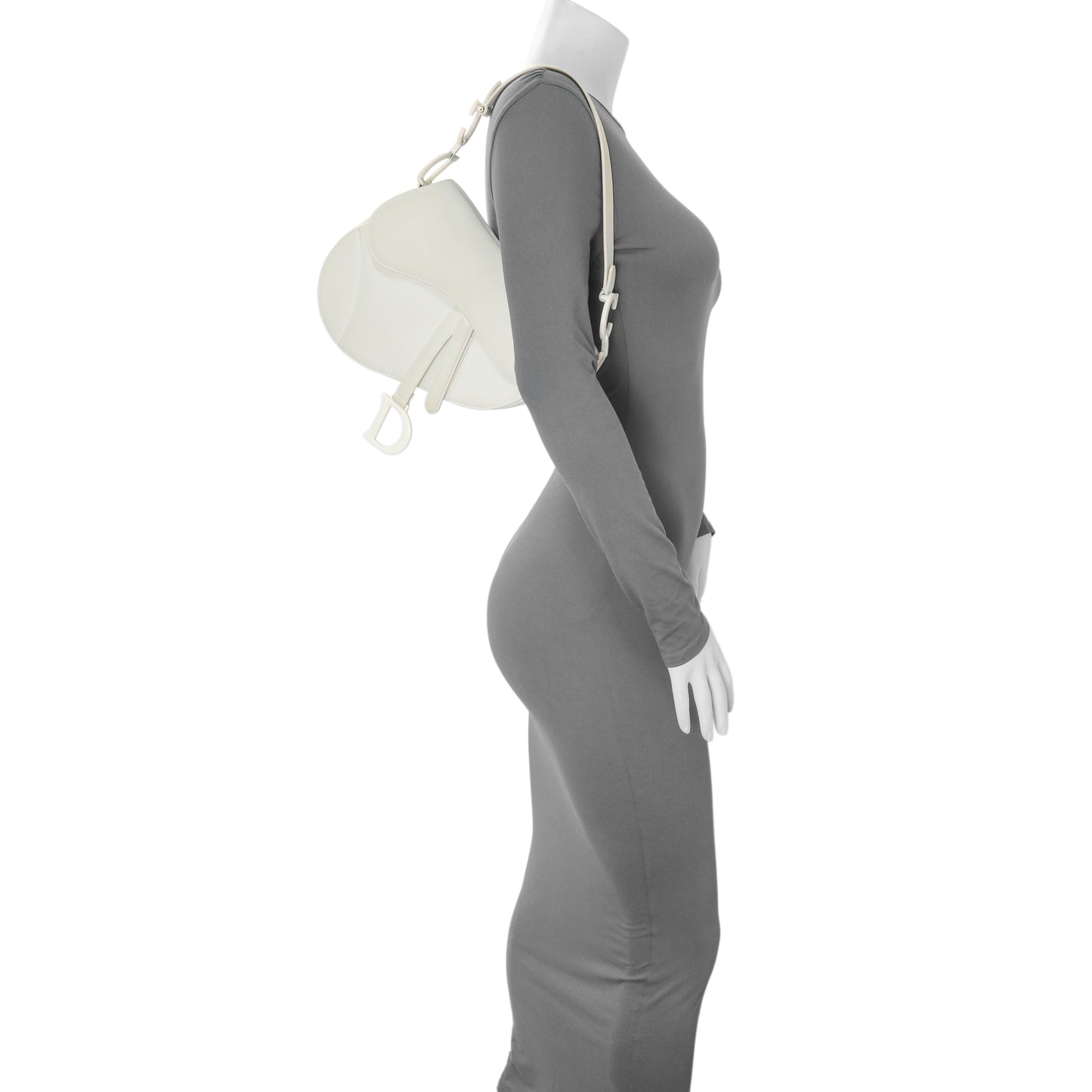 Exclusive Christian Dior White Ultra Matte Calfskin Saddle Bag — Alternate View 8