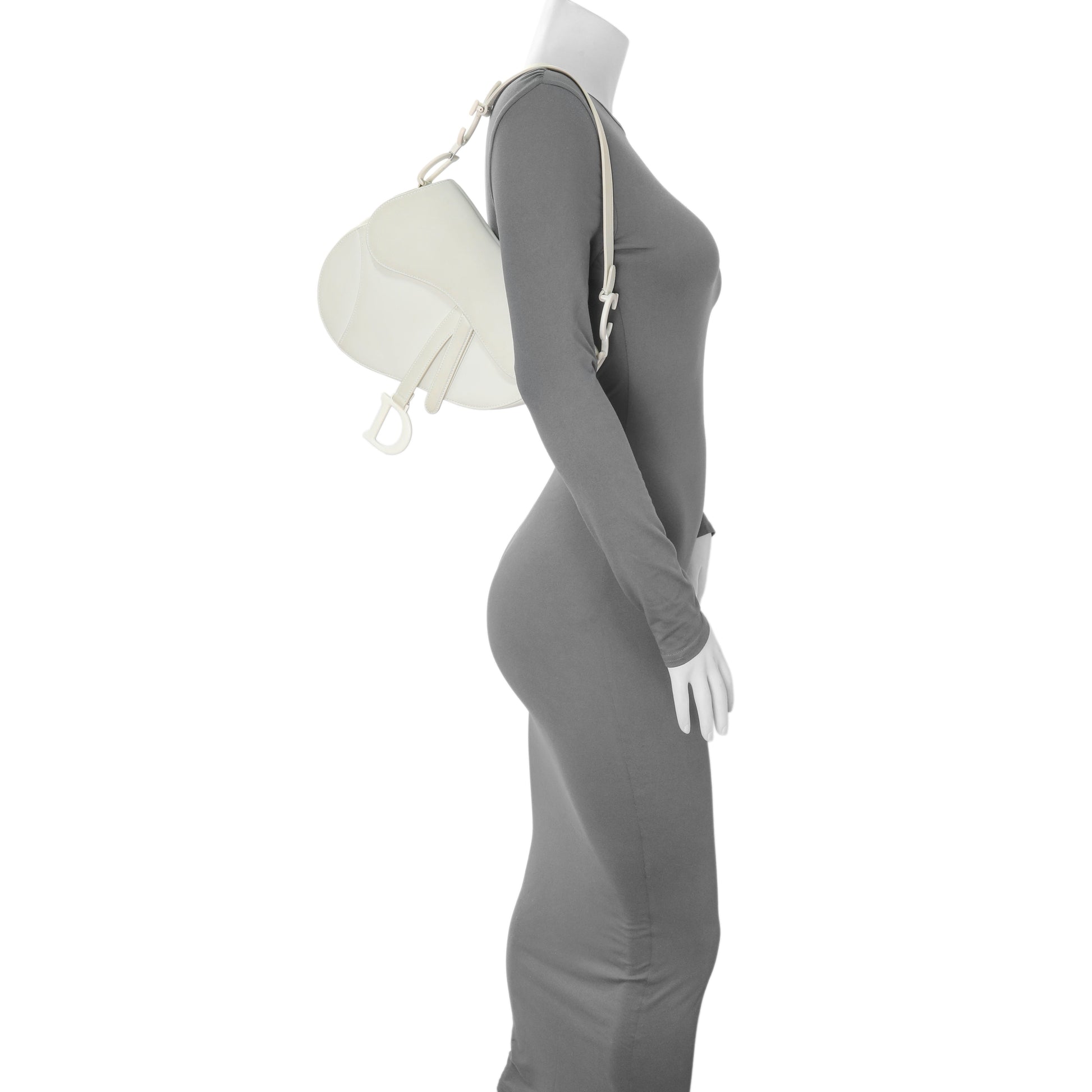 Exclusive Christian Dior White Ultra Matte Calfskin Saddle Bag — Alternate View 8