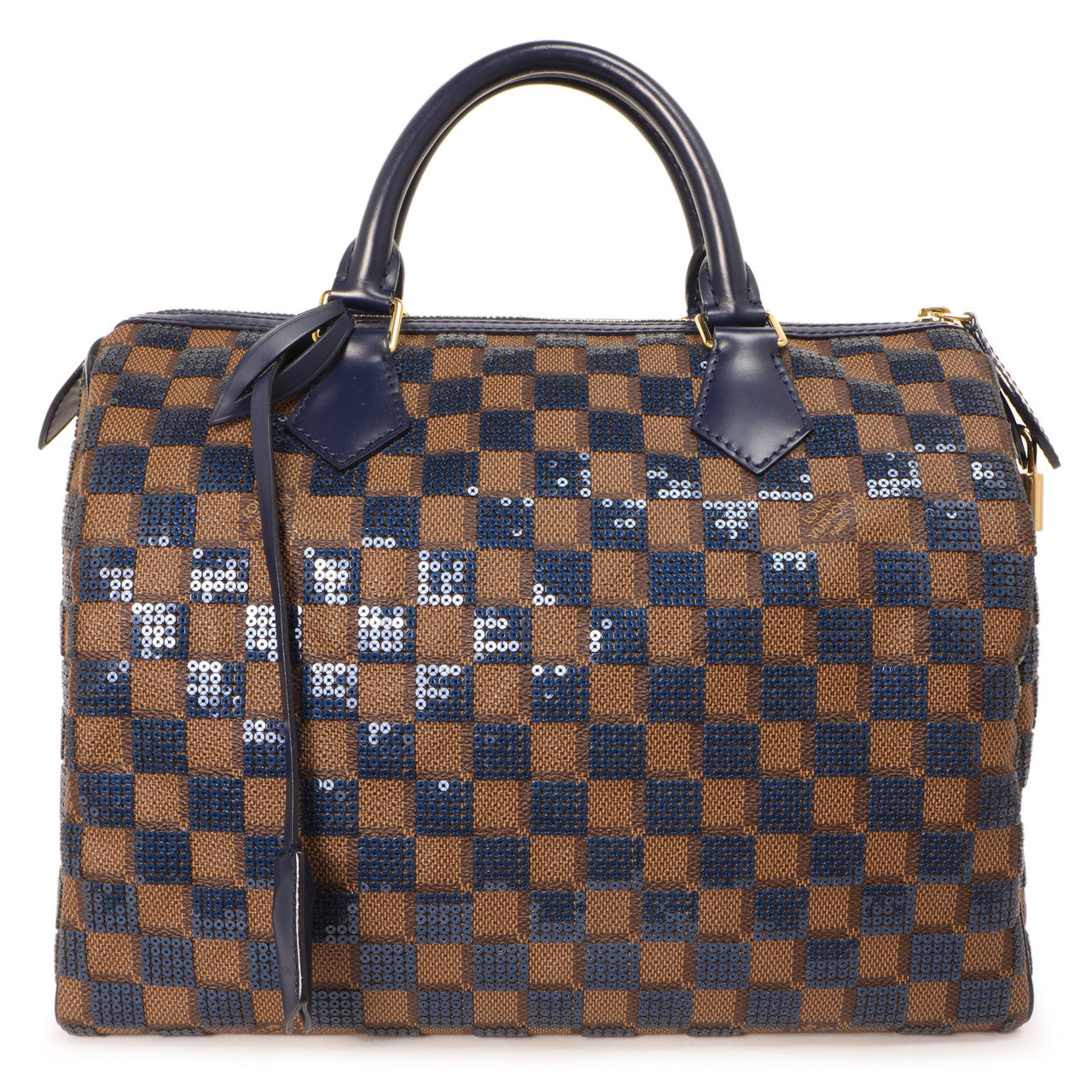 Exclusive Louis Vuitton Blue Damier Paillettes Speedy 30 — Front View