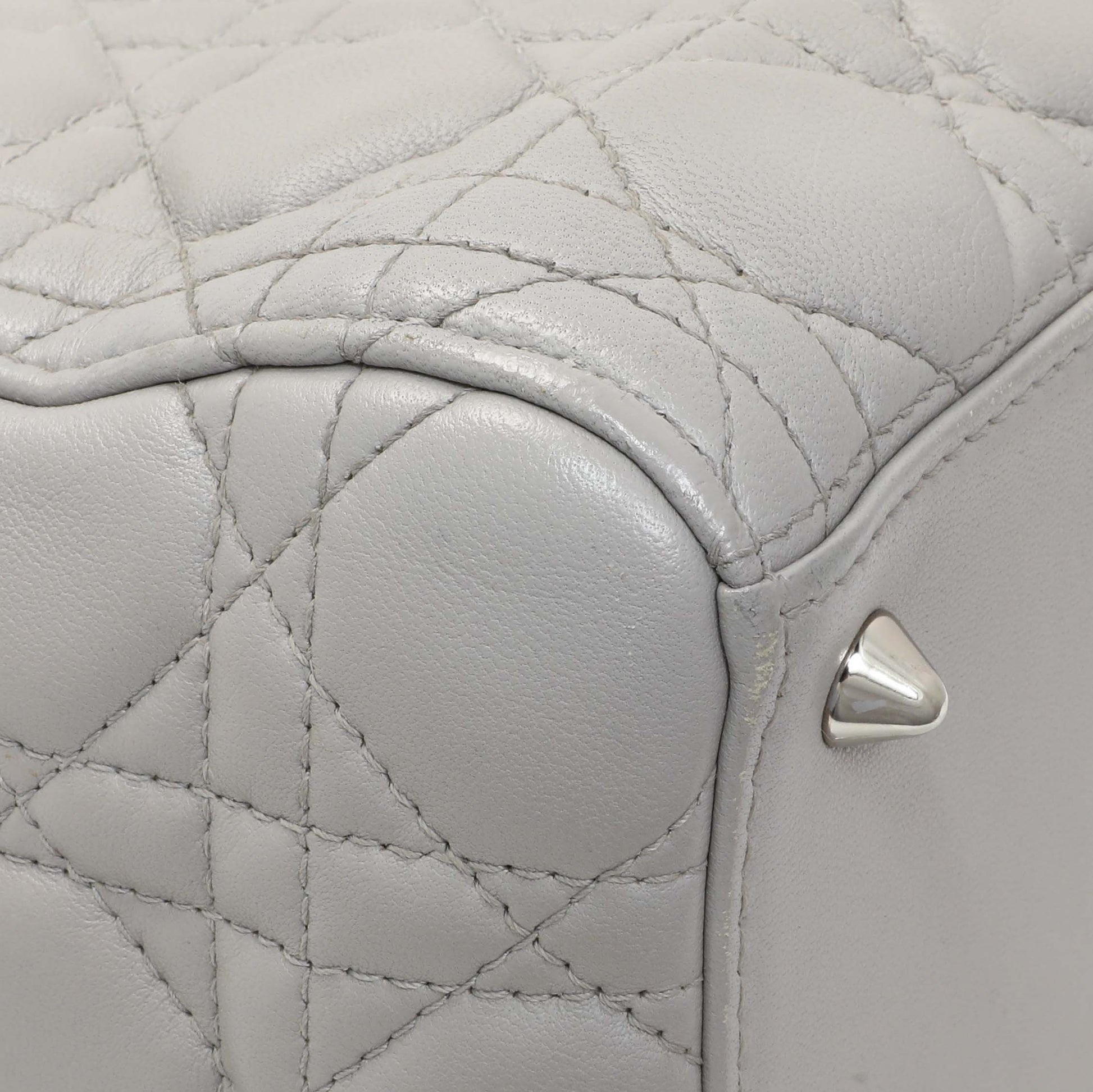 Exclusive Christian Dior Grey Lambskin Cannage Medium Lady Dior — Lifestyle View