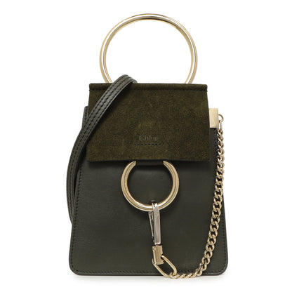 Exclusive Chloe Deep Forest Calfskin Suede Mini Faye Bracelet Bag — Front View