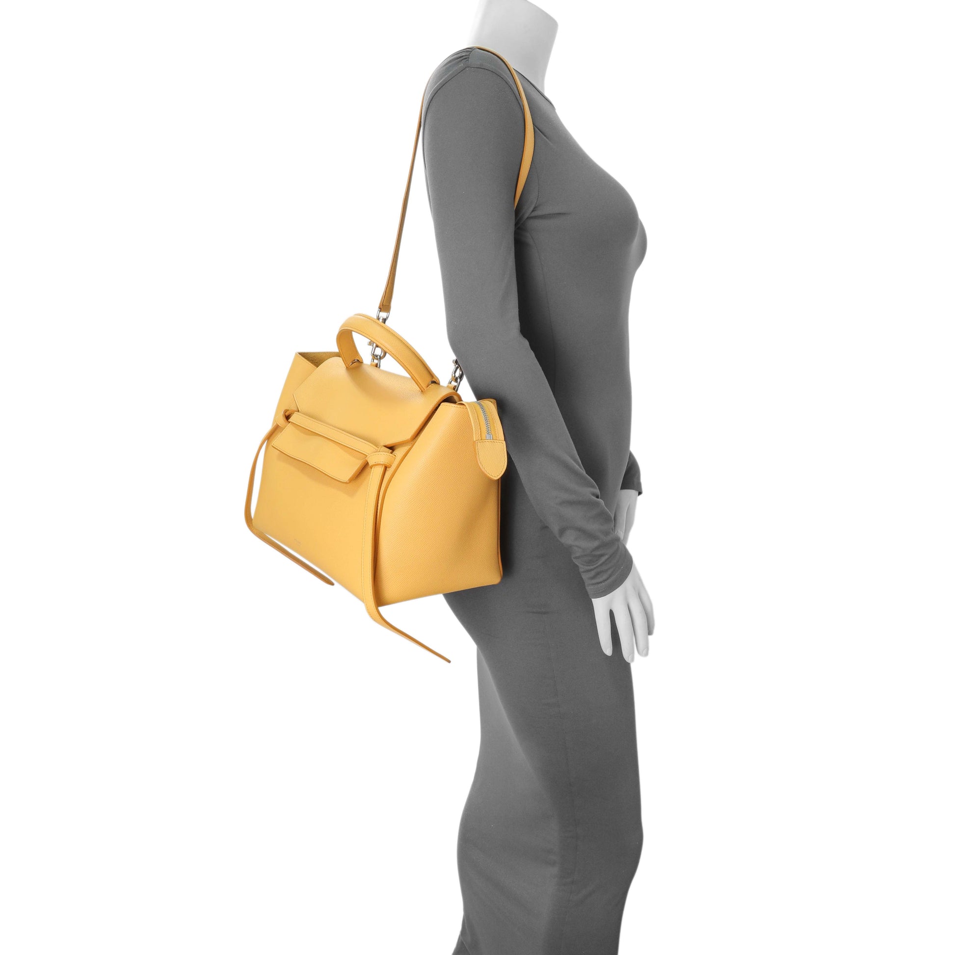 Exclusive Celine Yellow Grained Calfskin Mini Belt Bag — Alternate View 12