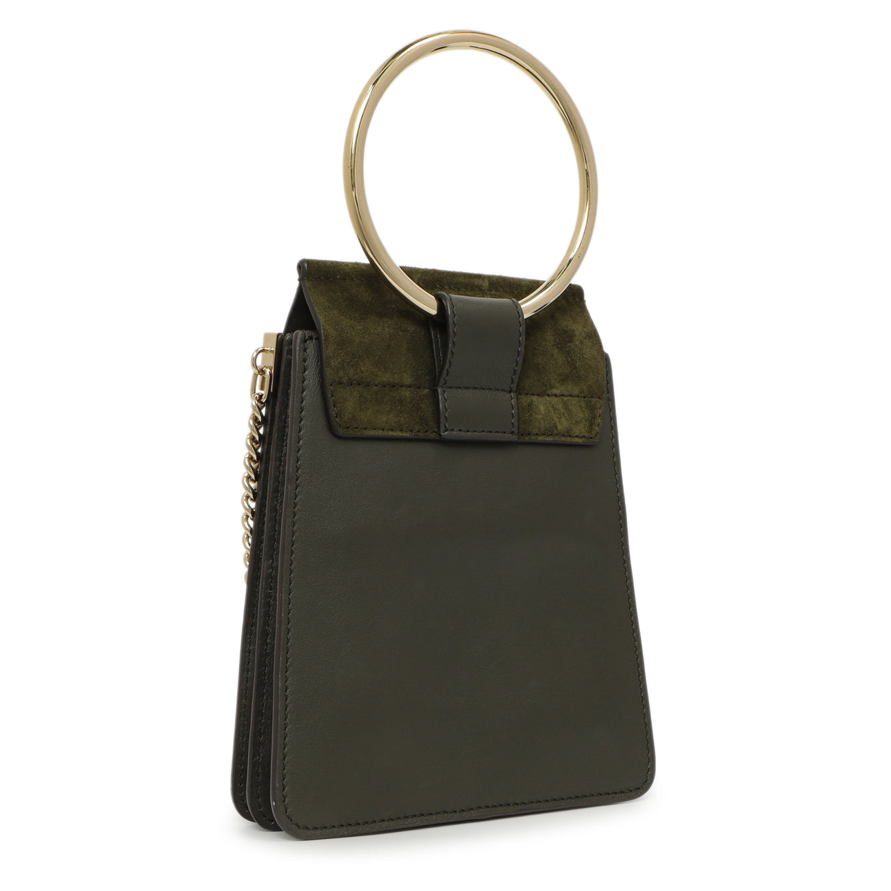 Exclusive Chloe Deep Forest Calfskin Suede Mini Faye Bracelet Bag — Side View