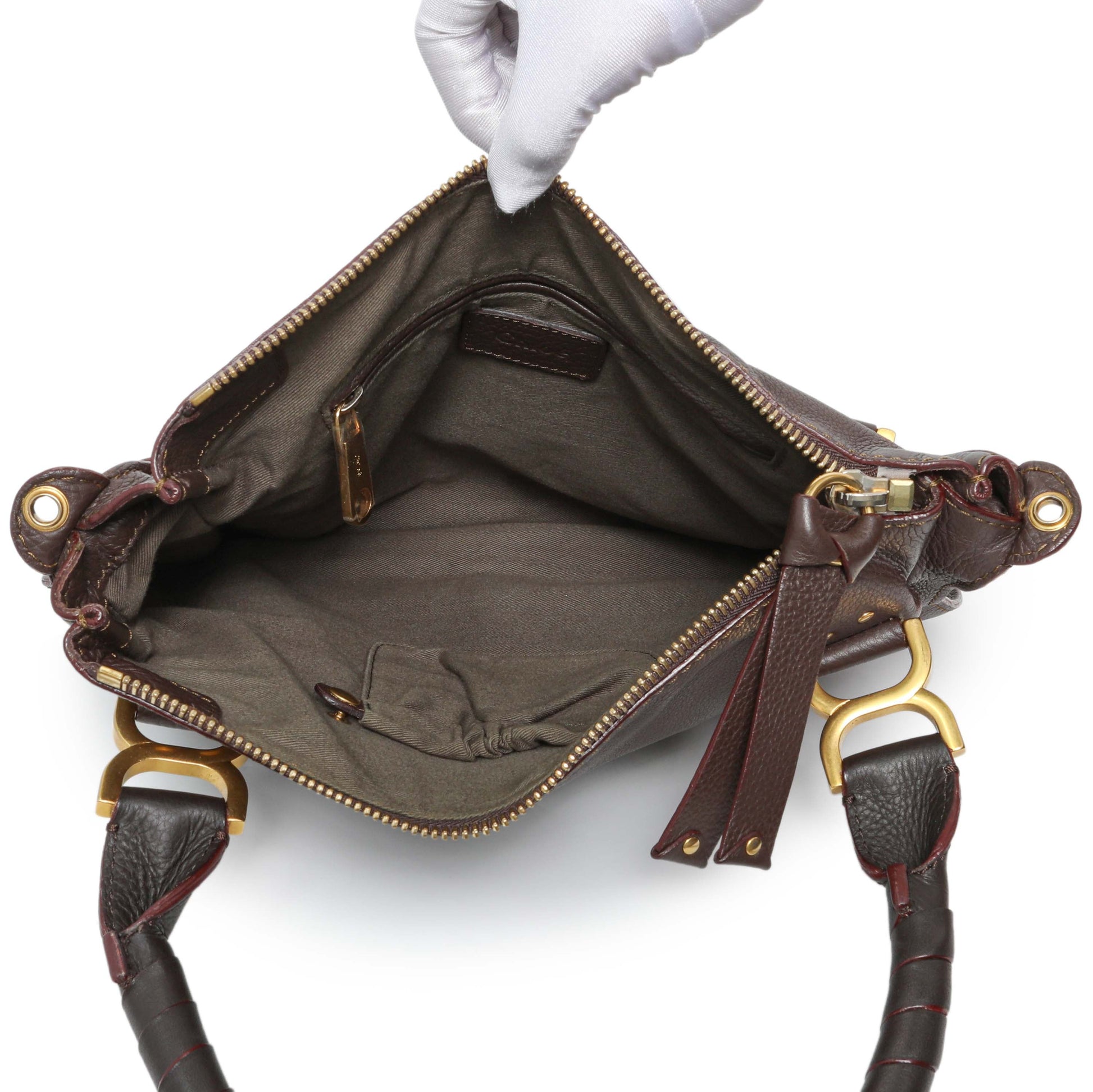Exclusive Chloe Brown Calfskin Medium Marcie Satchel — Top View