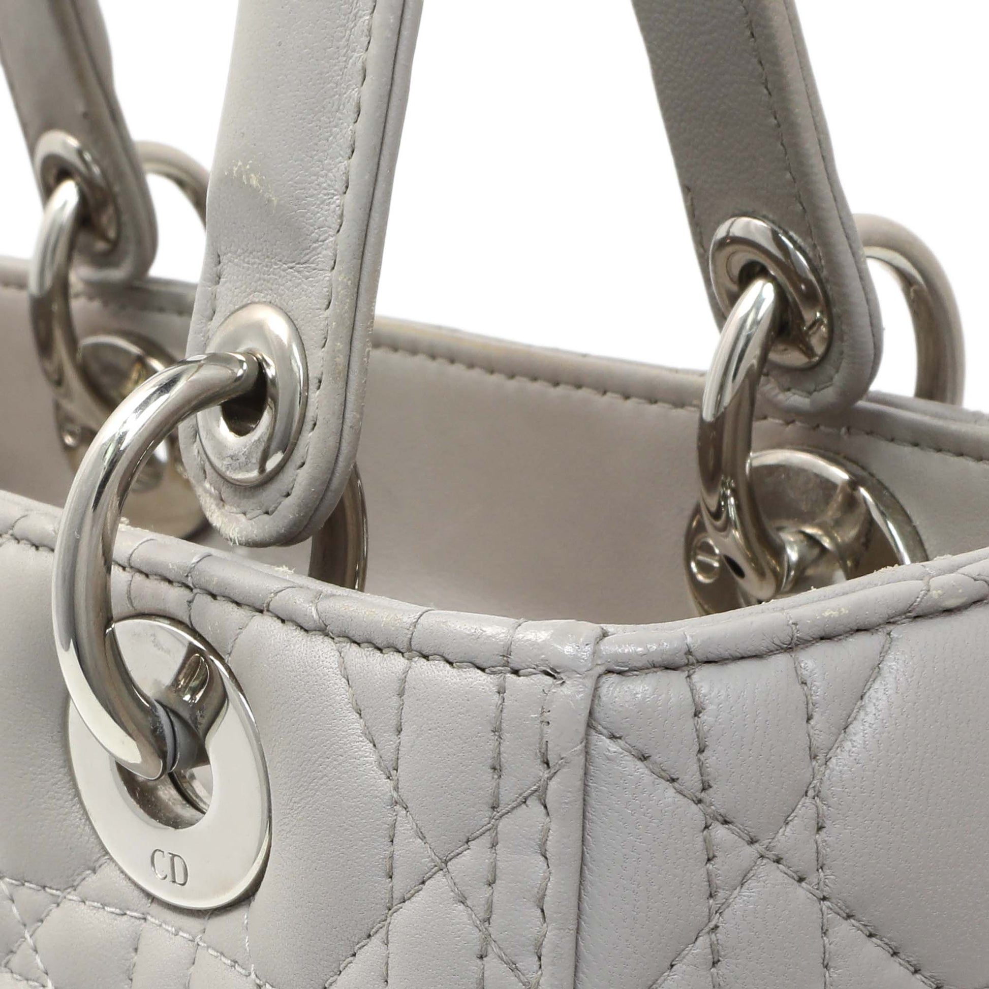 Exclusive Christian Dior Grey Lambskin Cannage Medium Lady Dior — Alternate View 12
