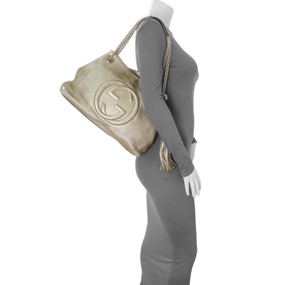 Exclusive Gucci Gold Pebbled Calfskin Medium Soho Chain Shoulder Bag — Alternate View 11