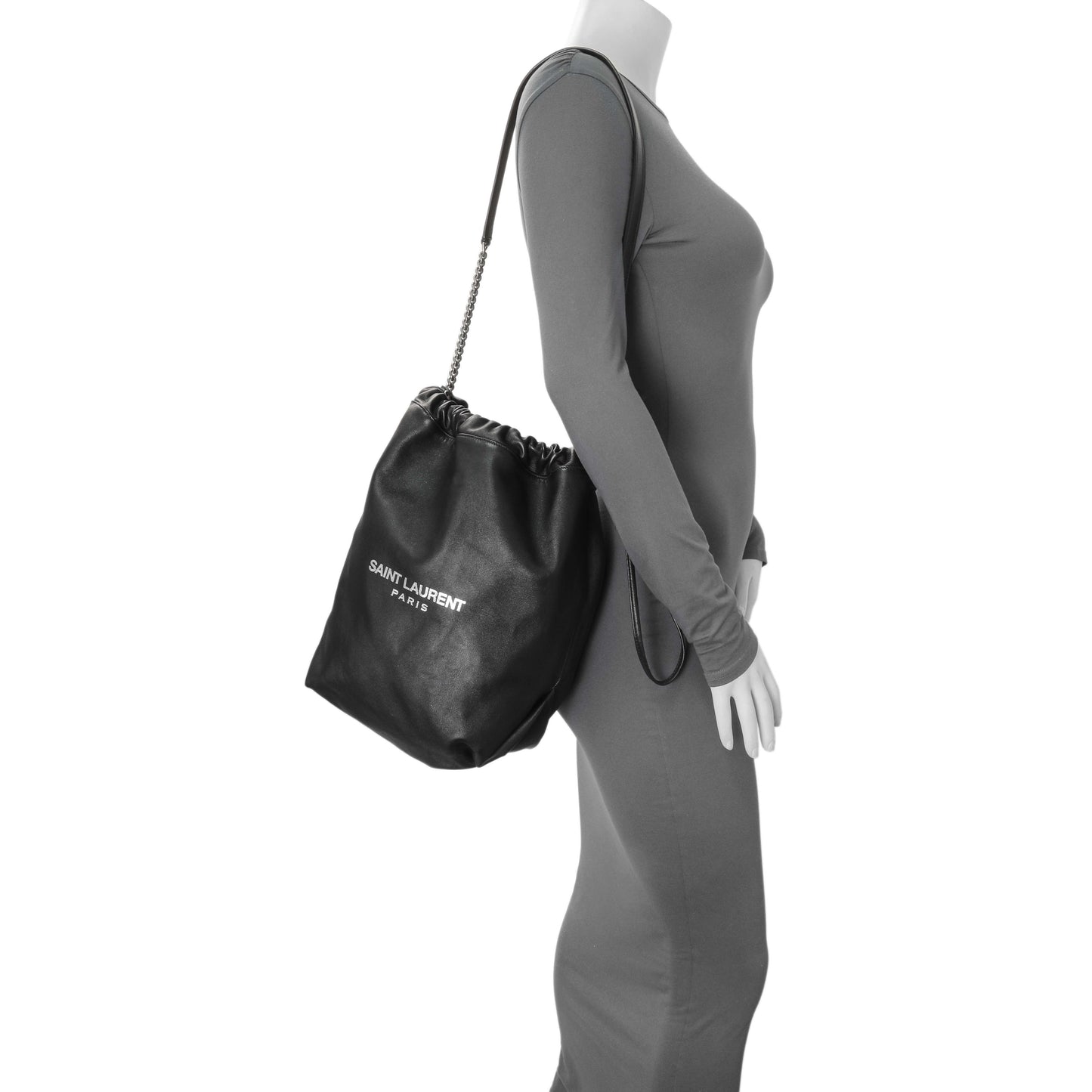 Exclusive Saint Laurent Black Lambskin Teddy Bucket Bag — Alternate View 7