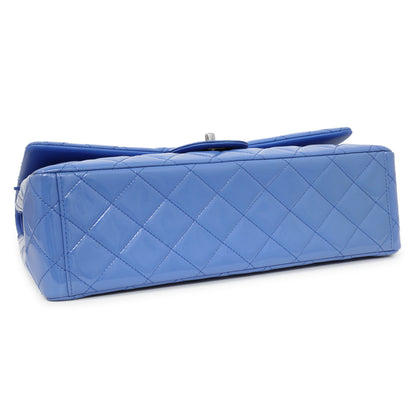 Exclusive Chanel Light Blue Patent Maxi Classic Double Flap — Back View