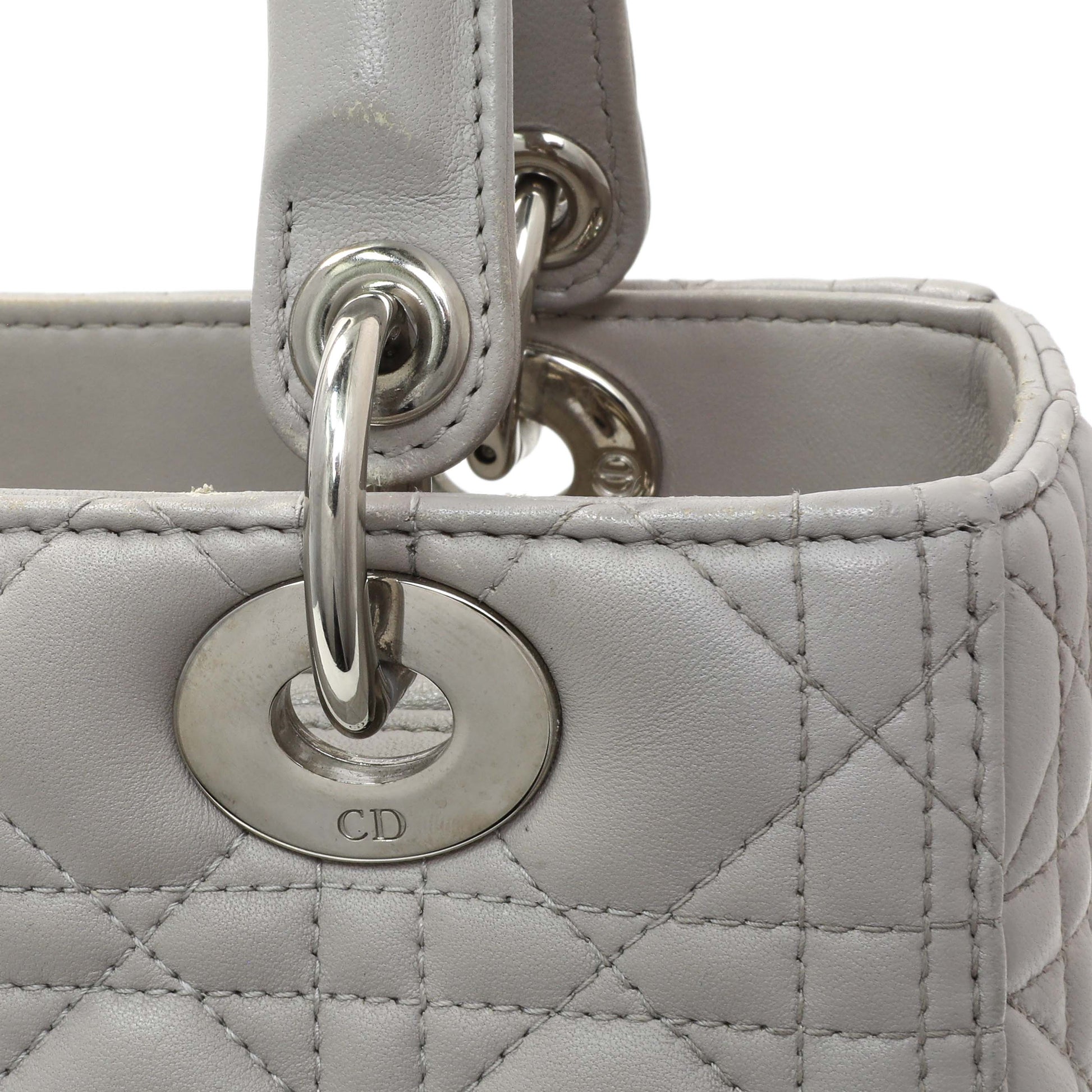 Exclusive Christian Dior Grey Lambskin Cannage Medium Lady Dior — Alternate View 13