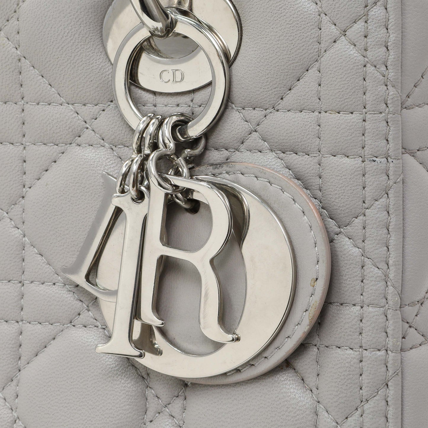 Exclusive Christian Dior Grey Lambskin Cannage Medium Lady Dior — Alternate View 14