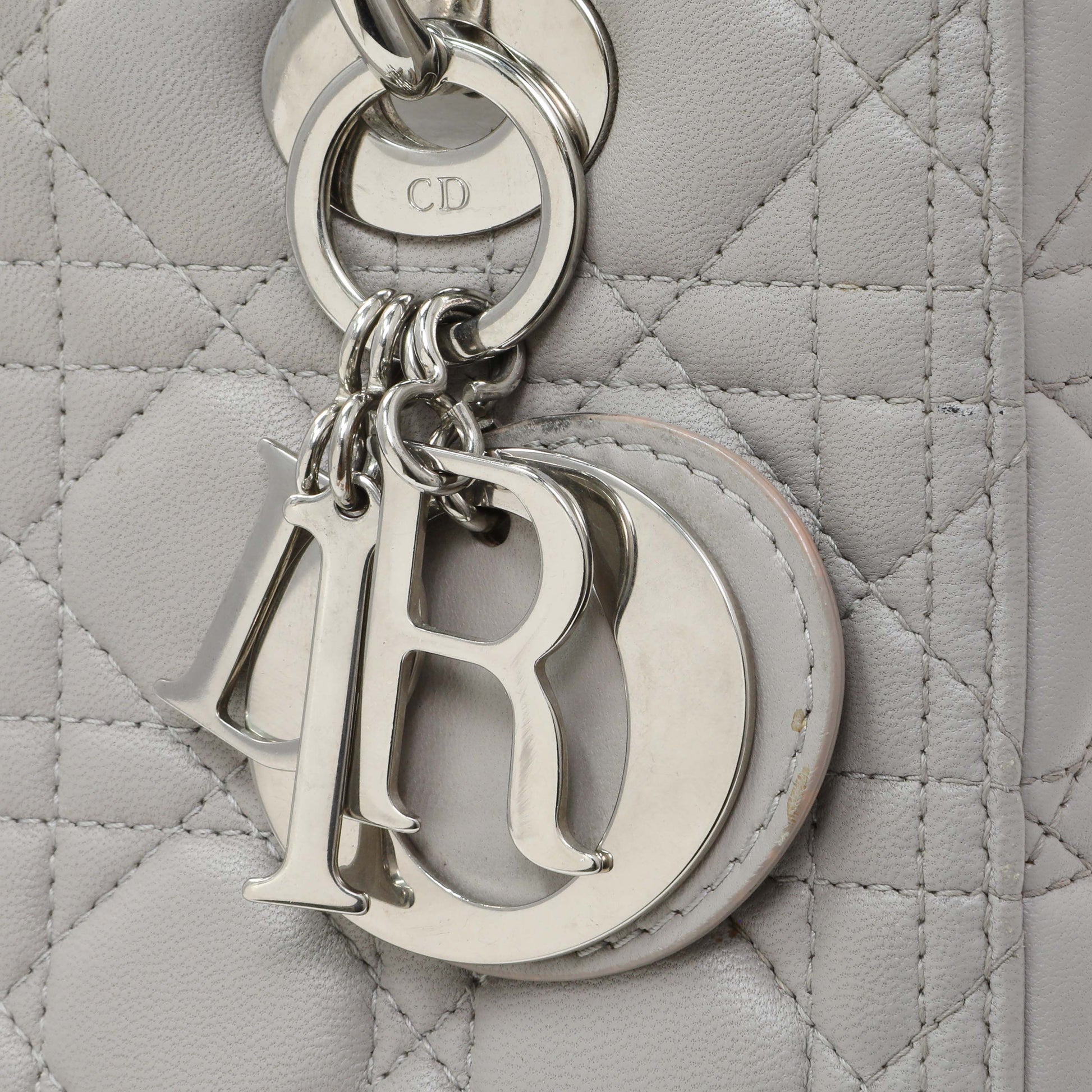 Exclusive Christian Dior Grey Lambskin Cannage Medium Lady Dior — Alternate View 14