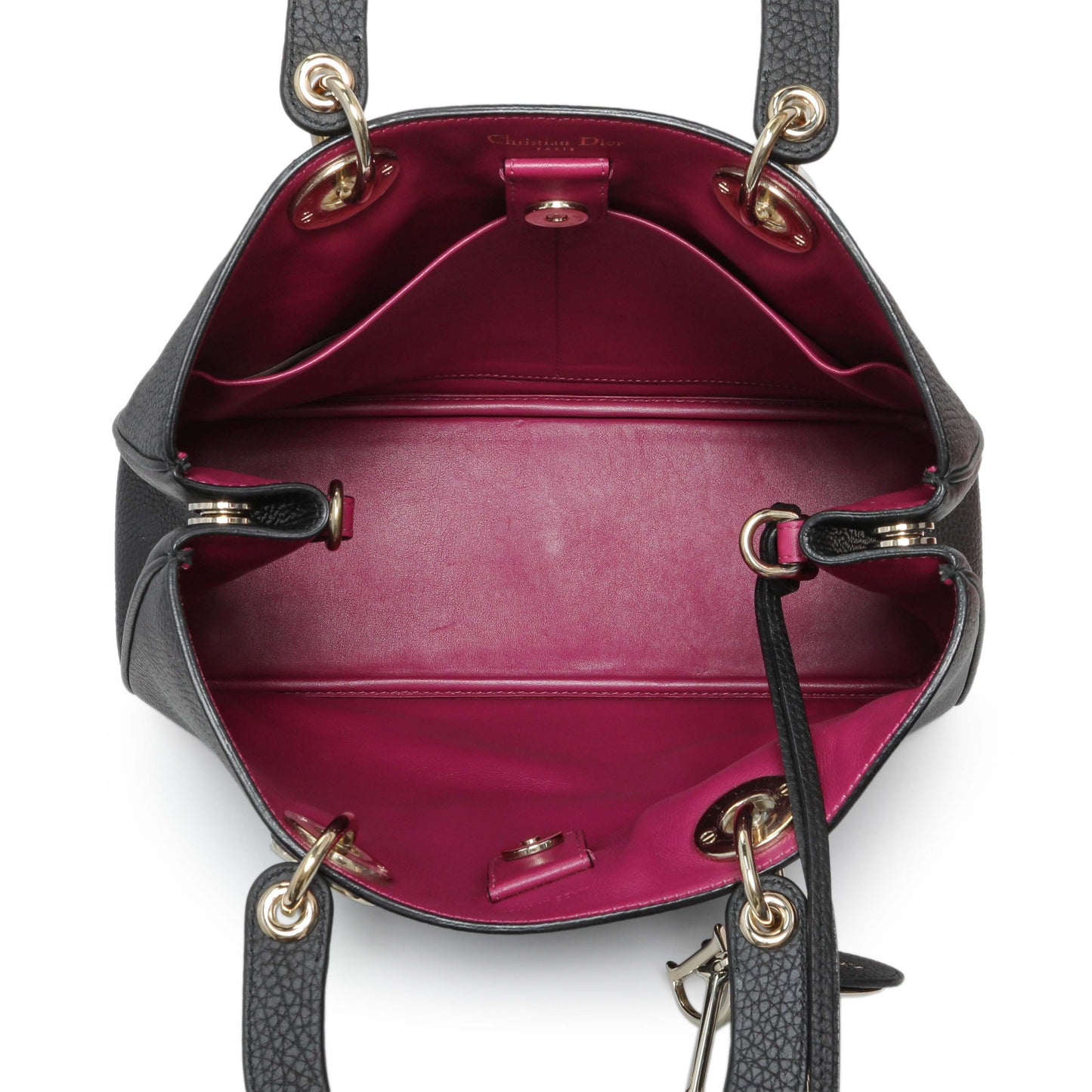 Exclusive Christian Dior Black Bullcalf Medium Diorissimo Tote — Top View