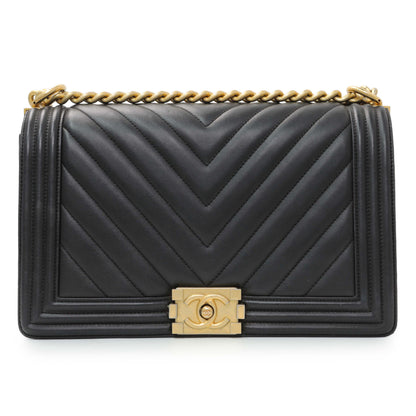 Exclusive Chanel Lambskin Chevron Quilted New Medium Boy Flap — Side View