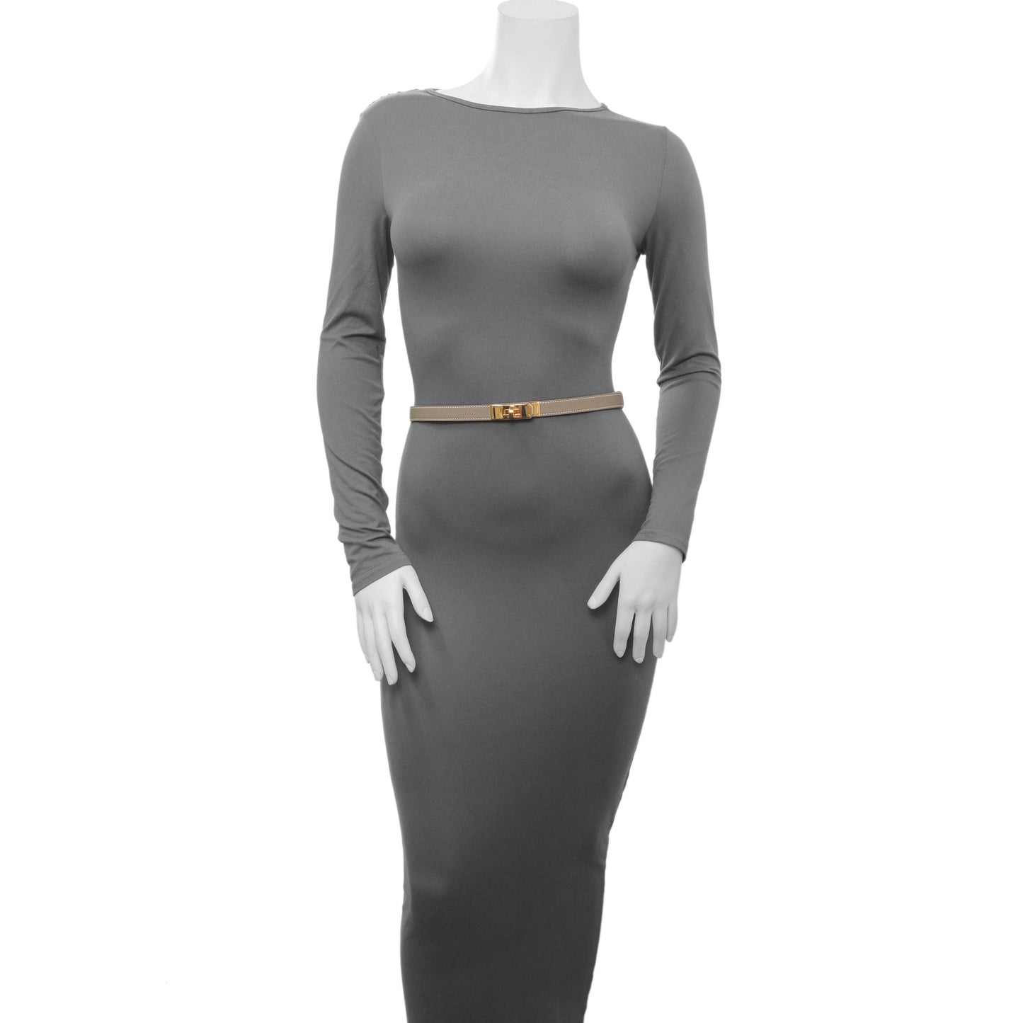 Exclusive Hermes Etoupe Epsom Kelly Belt — Top View