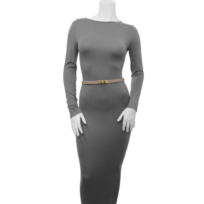 Exclusive Hermes Etoupe Epsom Kelly Belt — Top View