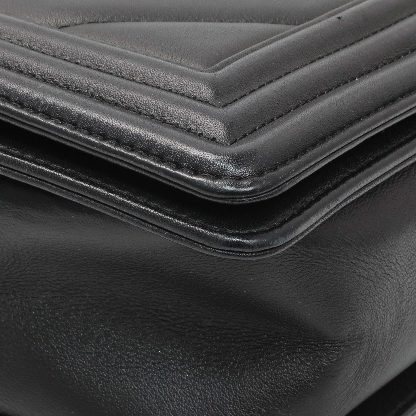 Exclusive Chanel Lambskin Chevron Quilted New Medium Boy Flap — Detail View