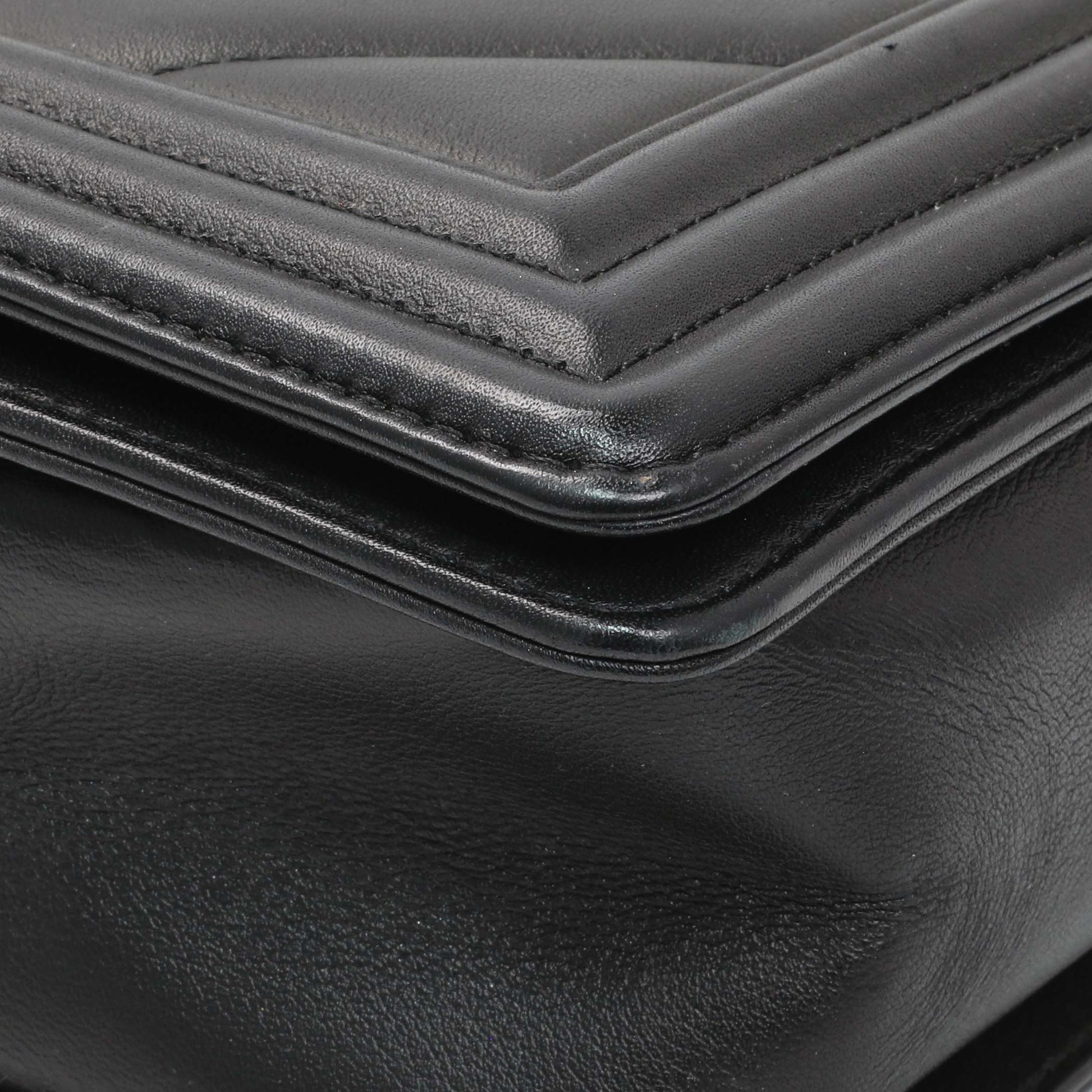 Exclusive Chanel Lambskin Chevron Quilted New Medium Boy Flap — Detail View