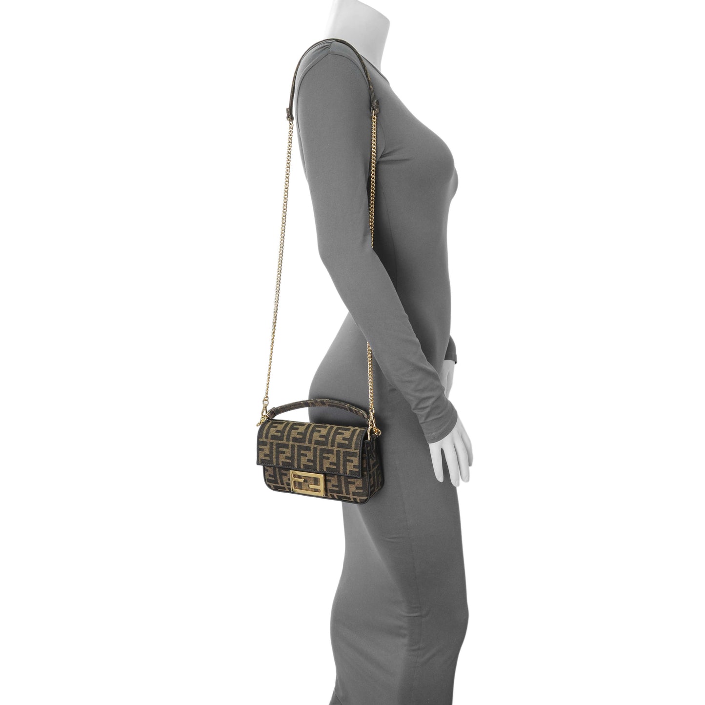 Exclusive Fendi Fabric Jacquard FF 1974 Mini Baguette — Alternate View 7
