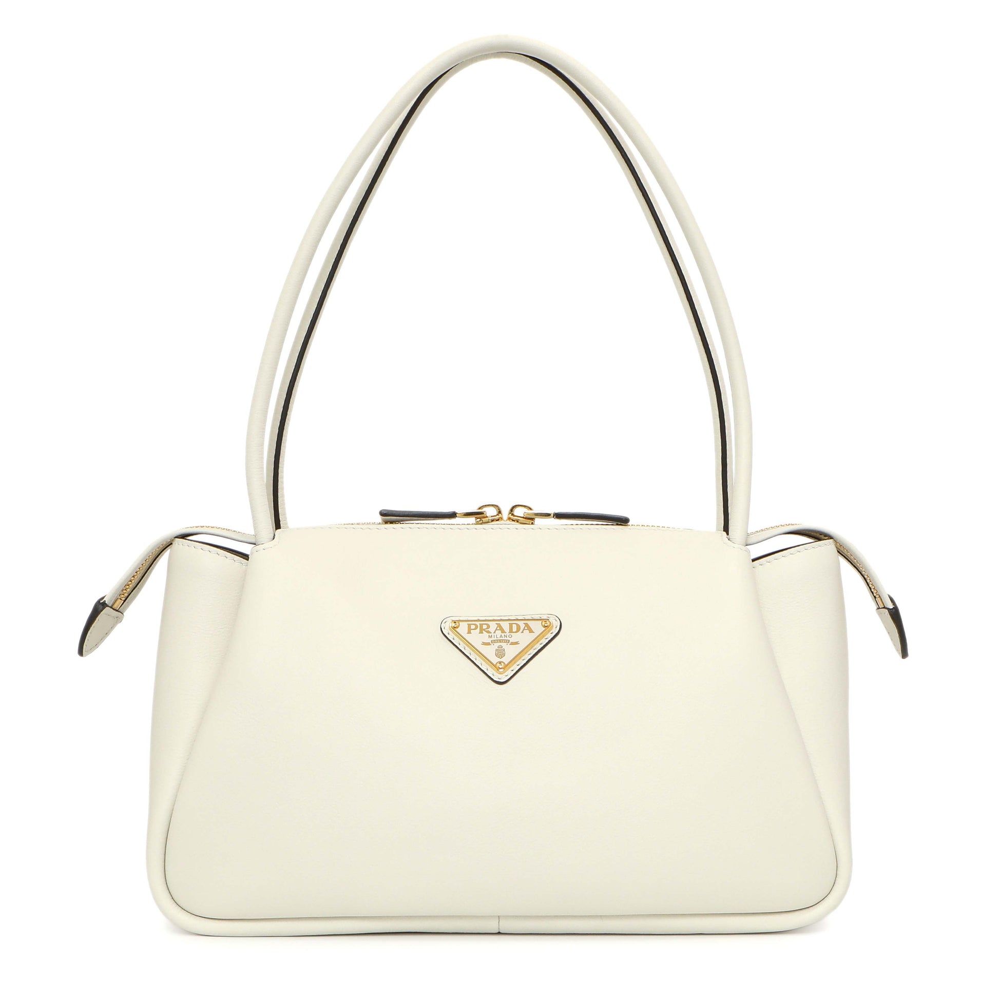 Exclusive Prada White Soft Calfskin Medium Shoulder Bag — Front View
