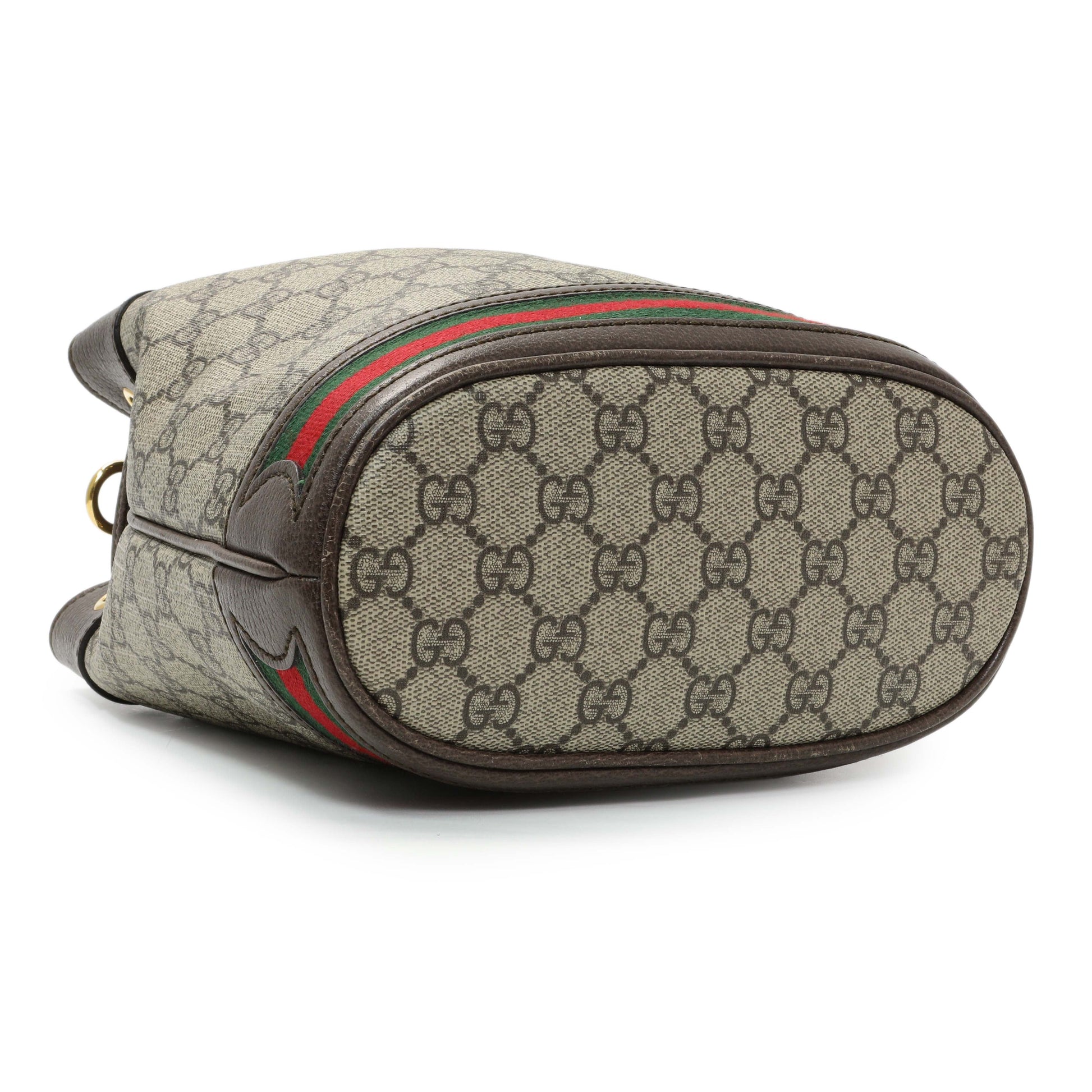 Exclusive Gucci GG Supreme Monogram Web Small Ophidia Bucket Bag — Back View