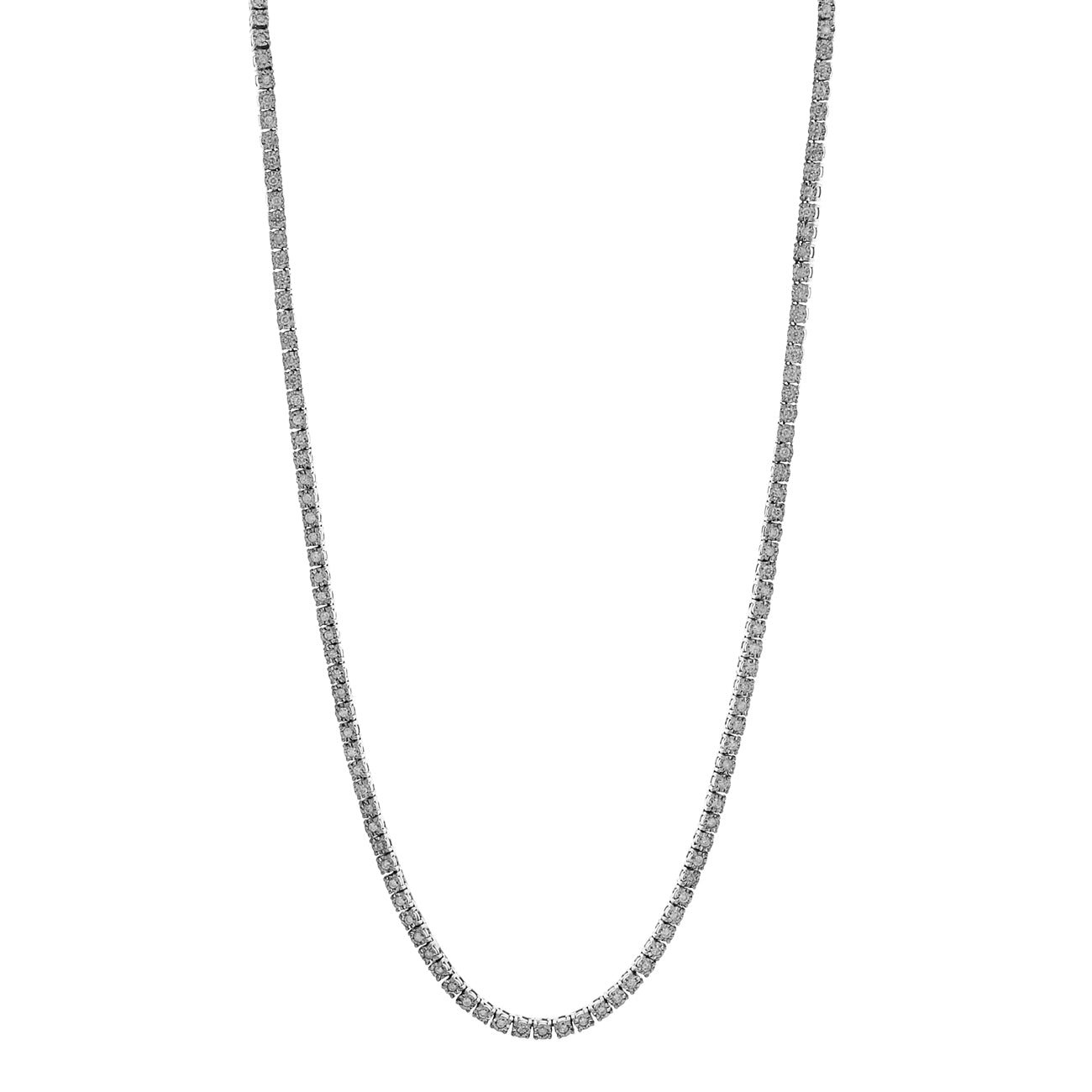 Exclusive 18K White Gold 2.86 Carat Riviere Diamond Necklace — Front View