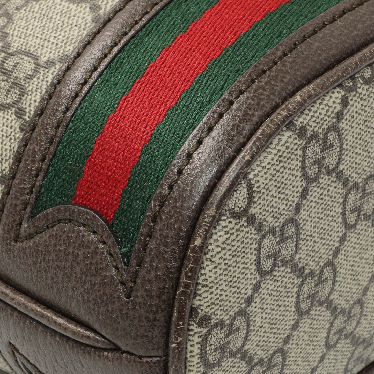 Exclusive Gucci GG Supreme Monogram Web Small Ophidia Bucket Bag — Top View