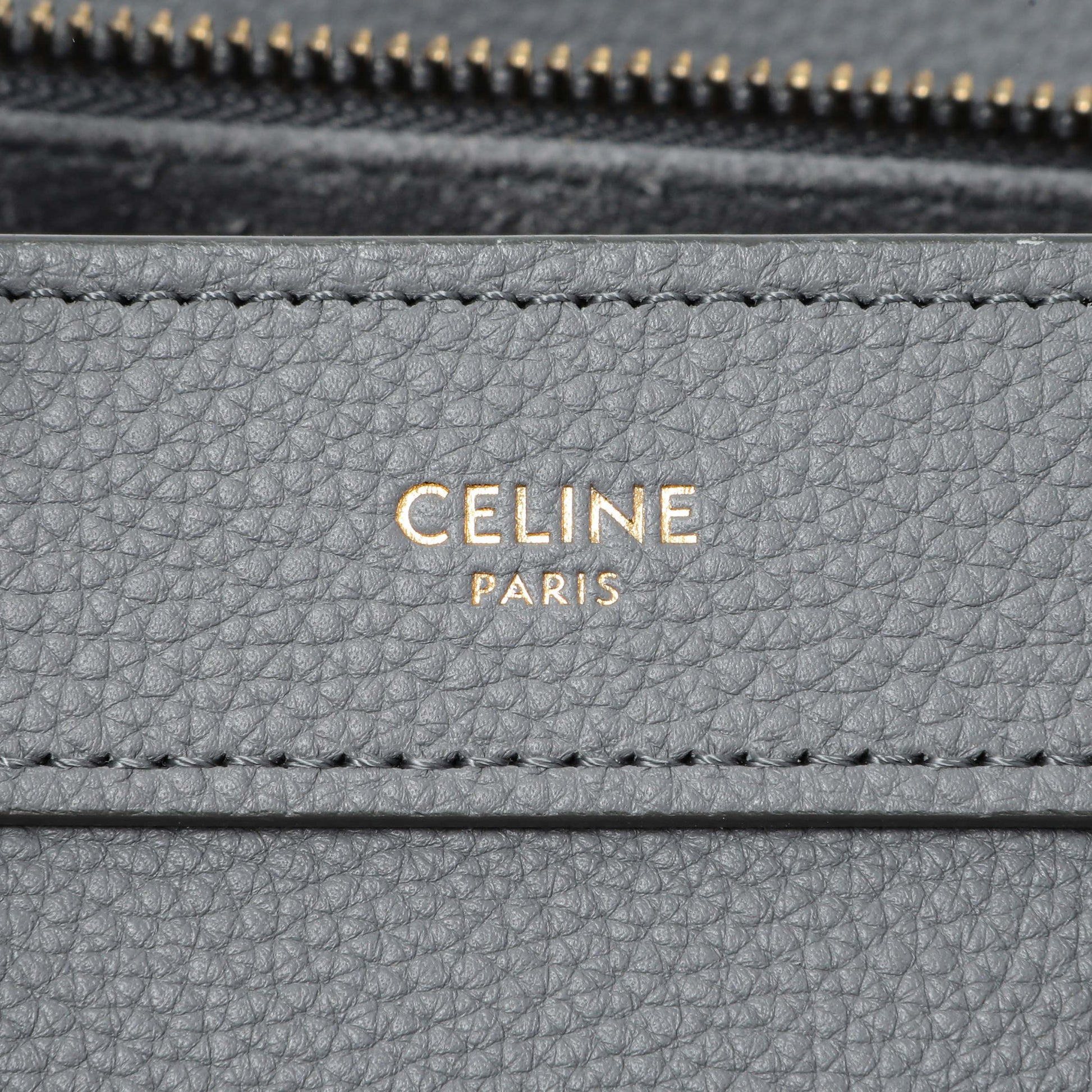 Exclusive Celine Kohl Drummed Calfskin Nano Luggage — Detail View