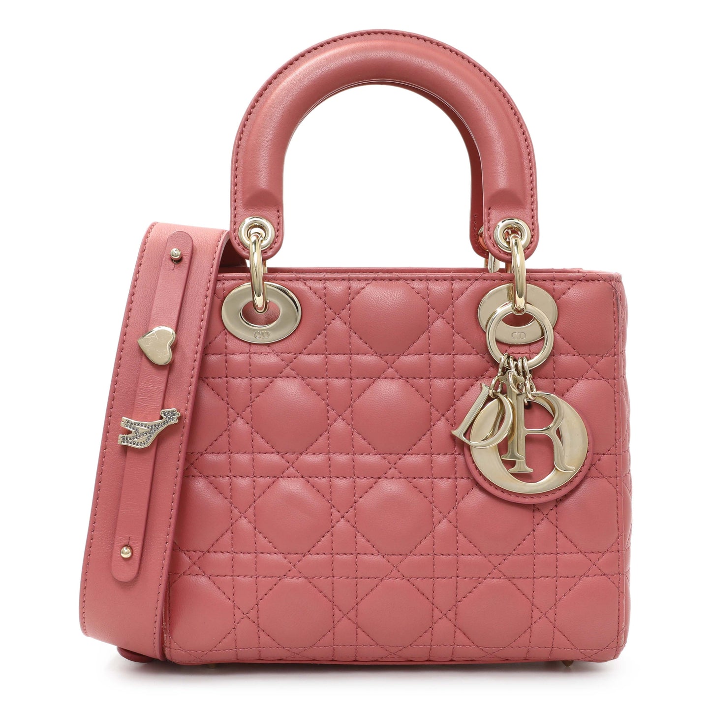 Exclusive Christian Dior Pink Lambskin Cannage Small My ABCDior Lady Dior — Front View