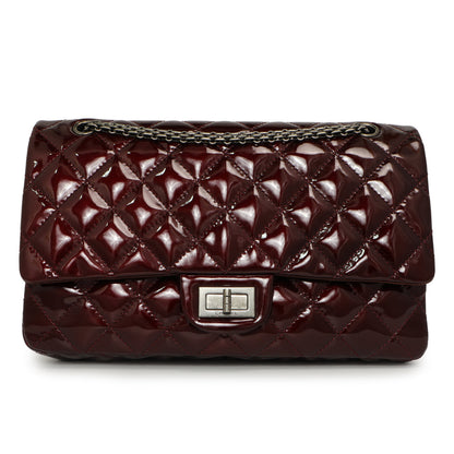 Exclusive Chanel Burgundy Quilted Patent 2.55 Reissue 227 — Front View