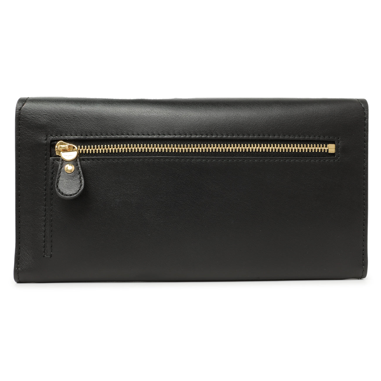 Exclusive Salvatore Ferragamo Black Calfskin Vara Bow Wallet — Side View