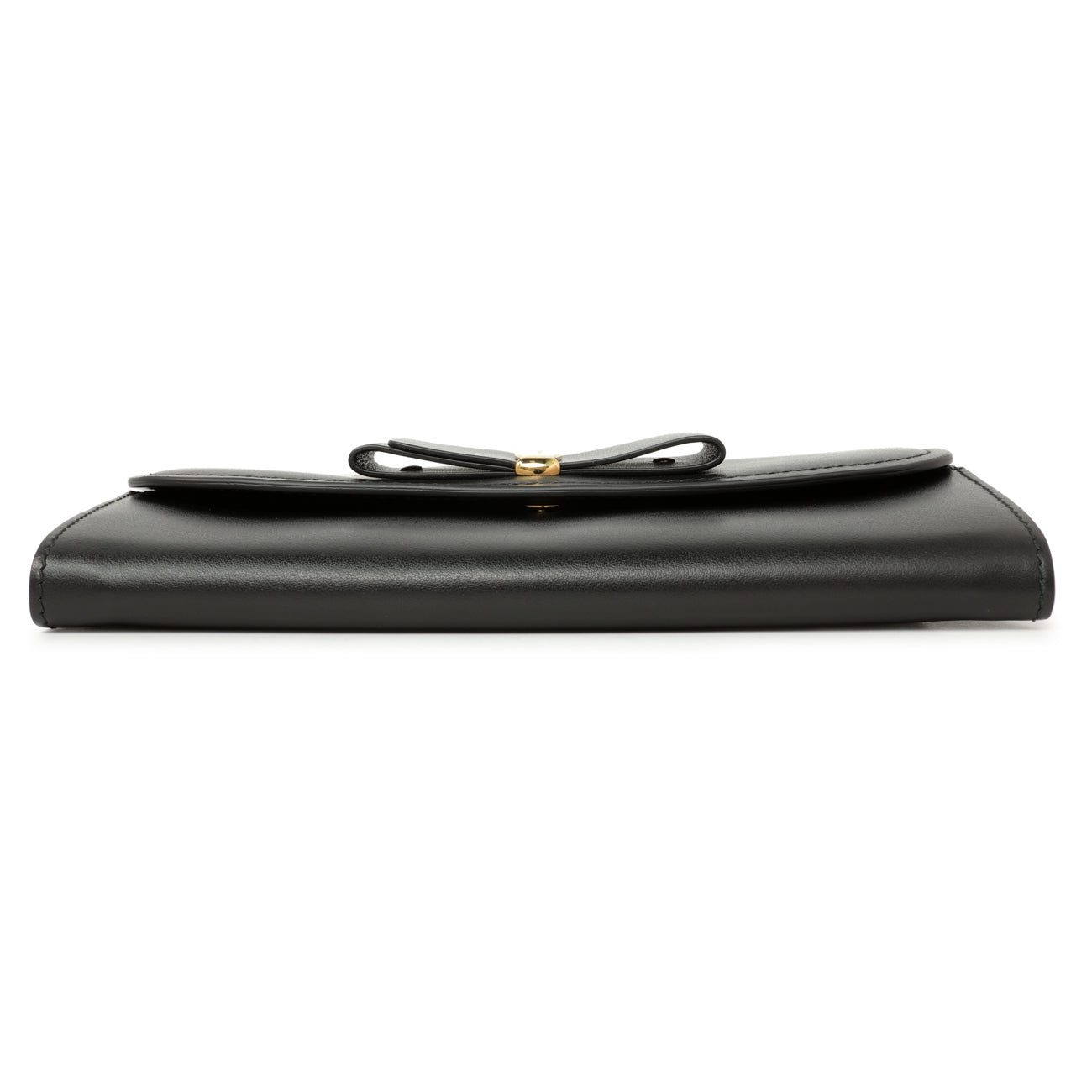 Exclusive Salvatore Ferragamo Black Calfskin Vara Bow Wallet — Back View