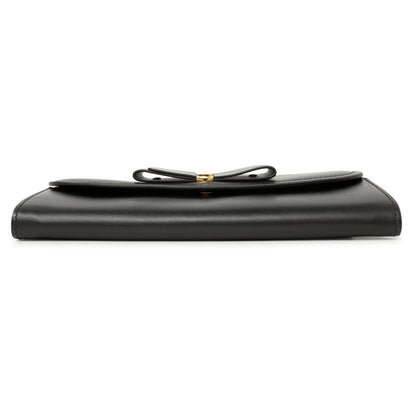 Exclusive Salvatore Ferragamo Black Calfskin Vara Bow Wallet — Back View